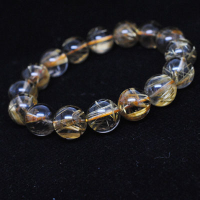 東?？h盛飾珠寶 編號TLG02110150001.05純天然發晶鈦晶圓珠手鏈鑒賞